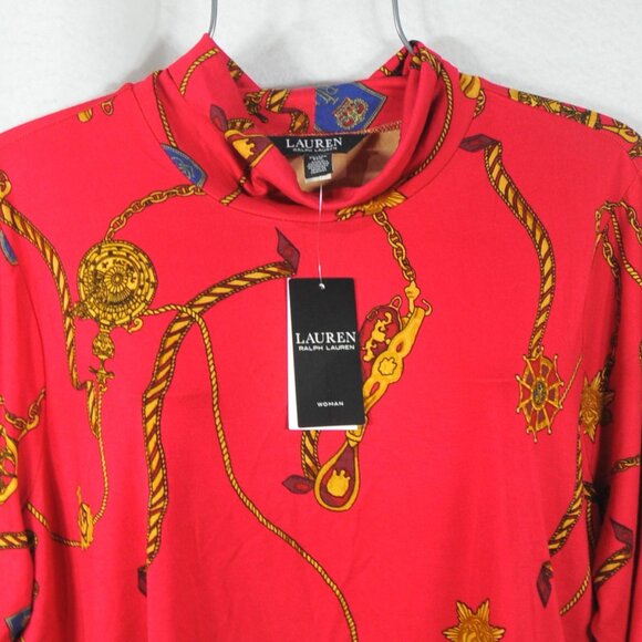Lauren Ralph Lauren Women’s Plus Size 2X Red Nautical Turtleneck Top Blouse NWT - Picture 10 of 10